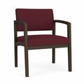 Lesro Lenox Wood Wide Guest Chair Wood Frame, Mocha, OH Wine Upholstery LW1201